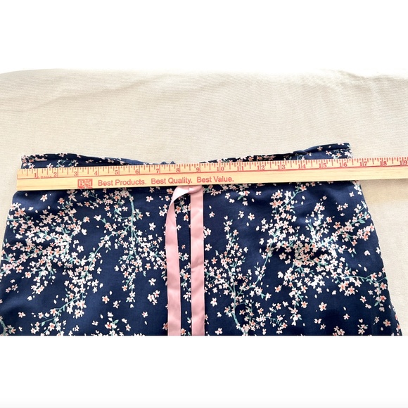 PAPINELLE Cotton/Silk Long Sleeve Pajama Set in Navy Cherry Blossom Print - M - Picture 12 of 15